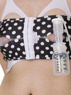 NWT PumpEase Fabulous 50s Galaxie Black Hands-Free Pumping Bra L Polyester Blend